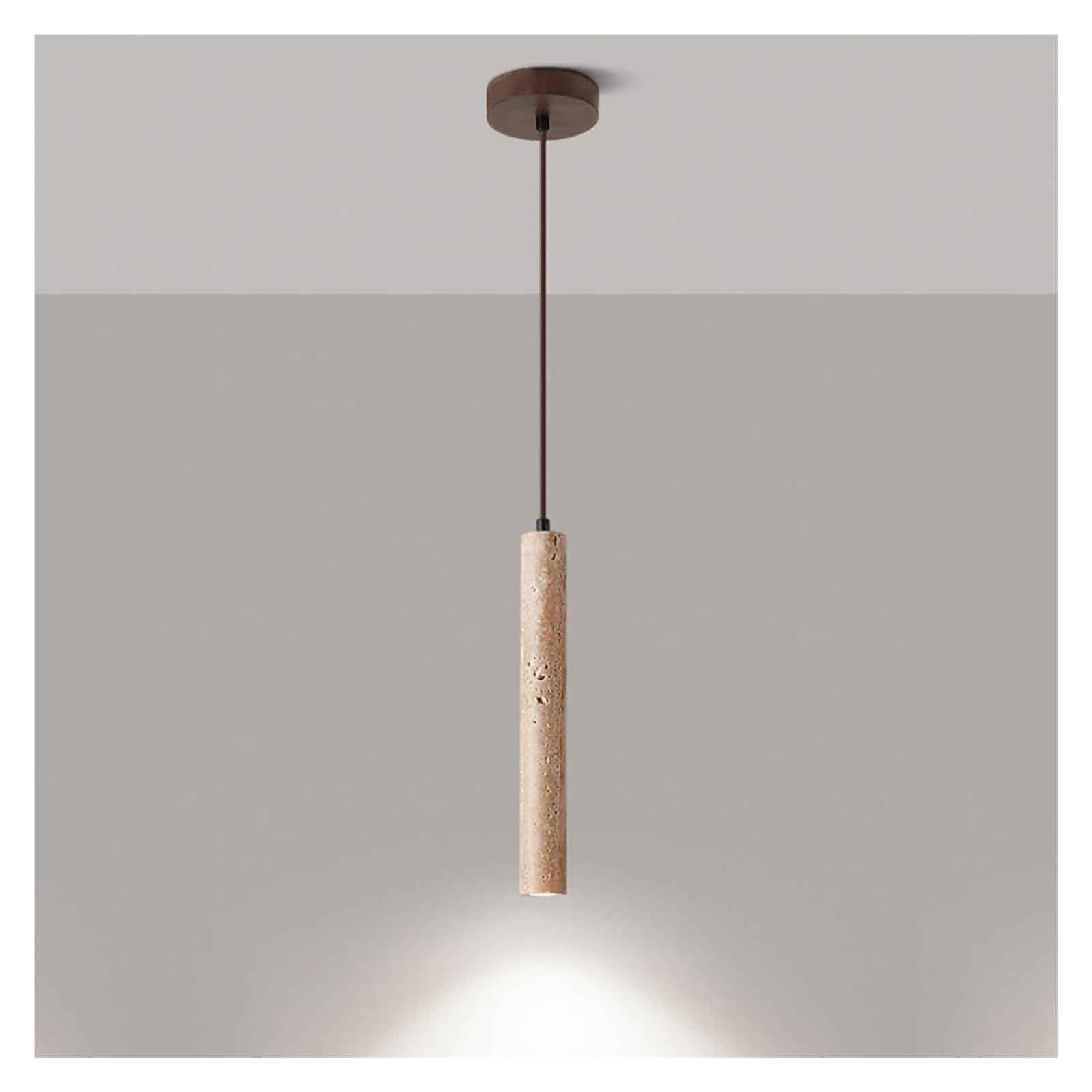 KHUKHU Natural Stone Cylinder Pendant Light,mini Wabi Sabi Hanging Light for Bed Bside,Retro Hanging Light Fixture for Kitchen Island Living Room Bar(1 Light)