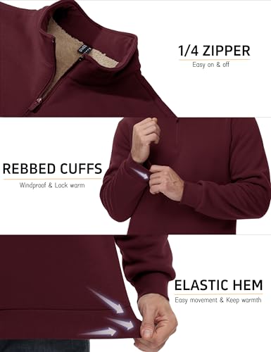 Image of MAGCOMSEN Men's Sherpa Lined Quarter Zip Fleece Heavyweight Pullover Winter Warm Sweatshirts