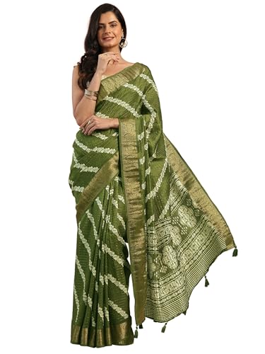 Image of Libas Printed Silk Blend Saree for Women With Unstitched Blouse Piece | Traditional Saree for Festive & Wedding