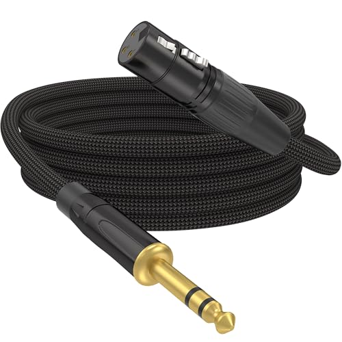 HOSONGIN XLR Female to 1/4 TRS Male Balanced Cable, 6.35mm Balanced Stereo Jack Cable with 3-Pin Connector, Nylon Braided for Live Sound, Electronic Organ, Mixers Studio Gear, 6 Feet