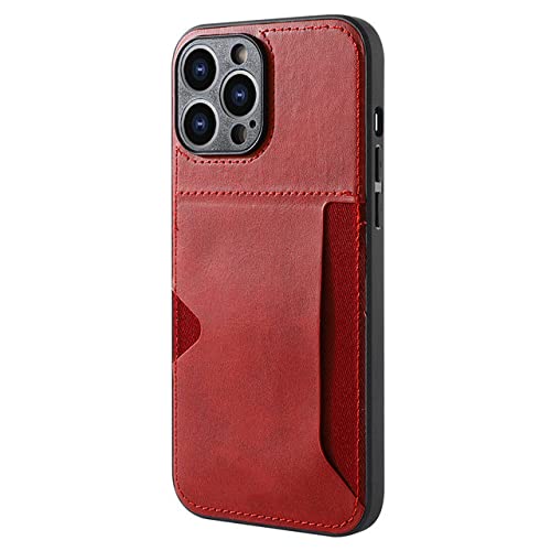 Étui portefeuille en cuir vintage pour iPhone 14 Pro Max antichoc rouge