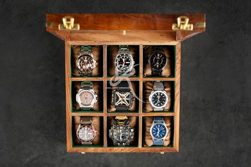Image of Royal Craft Expertise Watch Box For Men, Wooden watch boxes, Watch case box for men,9 big slots, Watch storage Box, Organiser Display Case,Christmas, Valentine;s Day, (Cocoa brown)