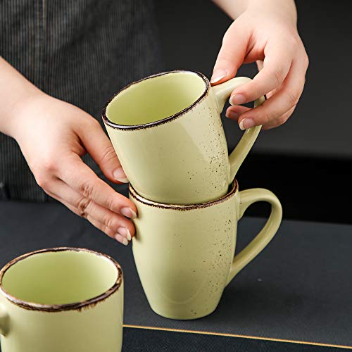 Vancasso Navia Prato Tea Coffee Mugs - 4Pc Contemporary Ceramic Cups Set Stoneware Drinking Cups - 350Ml - Yellow Green #TOP7