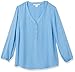 Amazon Essentials Women's 3/4 Sleeve Button Popover Shirt, Loose-Fit V-Neck Blouse, French Blue, XX-Large