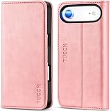 TUCCH iphone Air 対応 ケース 手帳型 6.5インチ 3つカードスロット ストラップホール付き キックスタンド機能 RFIDブロッキング PU合皮 TPU素材 衝撃吸収 全面保護 あいほん Air対応 財布型ケース 2025年発売 ローズピンク