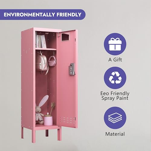 Image of BUTISOW Metal Kids Locker,Metal Cabinet Storage Lockers,Lockable for Employees with Door,54 inch Height Steel Locker,Lockable Steel Locker for Children's Room, Playroom, School,Gym