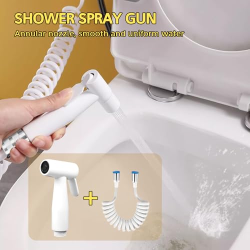 Edelstahl Bidet Sprayer-mit 200 cm ABS Teleskop Brauseschlauch Sprayer Kit persönliche Hygiene und Bettpfannen WC Spray 2 Stück für Wasserleitungen, Toiletten, Bidet, Badezimmer Hand Sprüher (Weiß）
