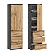 Produktbild Home Collective Kleiderschrank, Garderobenschrank, Mehrzweckschrank mit 3 Einlegeböden & 3 Schubladen | Schrank für Schlafzimmer, Flur oder Arbeitszimmer | 50x40x180 cm (BxTxH) | Anthrazit-Eiche