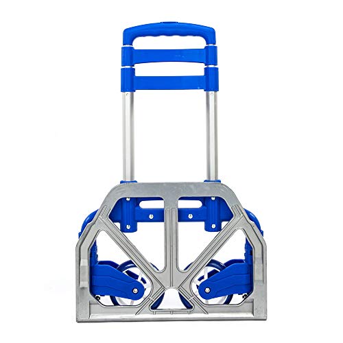 Carrito plegable de aluminio portátil con ruedas azul miniatura 3