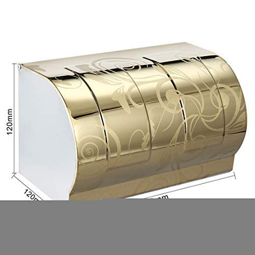 Aexit 200mm x 120mm x 120mm 304 uchwyt na papier toaletowy ze stali nierdzewnej z pokrywą w kolorze złotym(Porte-papier hygiénique en acier inoxydable 304, 200 mm x 120 mm x 120 mm, avec couvercle, co