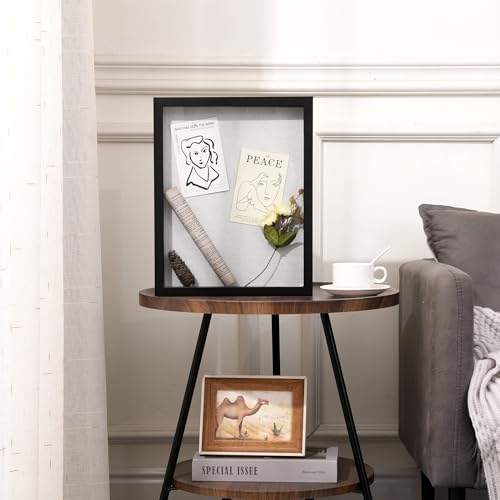 Muzilife 11x14 Shadow Box Picture Frame with Linen Board - Deep Wood & Glass Display Rustic Case Ready to Hang Memorabilia, Pins, Awards, Medals, Wedding, Tickets, and Photos, Black - Thumbnail 7