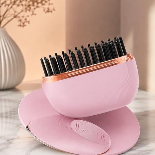 Image of Hair Straightener Portable 2026 Curling Hair Brush Travel Hot Styling Tools for Women Hairdressing Comb Professional Styling Shines and Smooth hair (Pink)