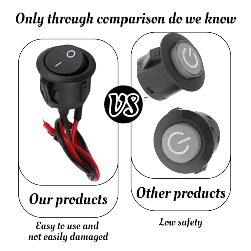 5 Stück Wippschalter,Runde Schalter 12v mit Draht,Kippschalter 12v,Mini Rund 2 Polig Ein/Aus Spst Switch Kippschalter,Mikroschalter für Lichtschalter Wohnmobil Auto/Motorrad/Haushaltsgeräte (D)