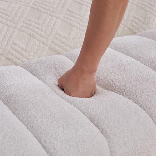 KEIKI 69.7" Modern Upholstered Armless Bed Bench, Channel Tufted Couch Daybed Chaise, Chenille Ottoman Foot Stool, Window Seat for Living Room and Bedroom, Entryway, Ivory by KEIKI - Image 6