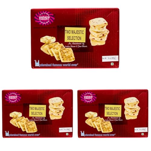 Image of Karachi Bakery Double Delight Fruit Biscuit with Cashew, 400g (Pack of 3)