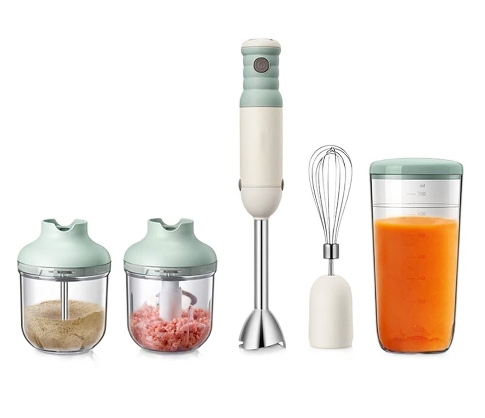 Blender ręczny zanurzeniowy, 500 W, 4 w 1, ręczny, wielofunkcyjny blender ręczny z trzepaczką do jajek, młynek do żywności, puree do żywności dla niemowląt, koktajli i zup