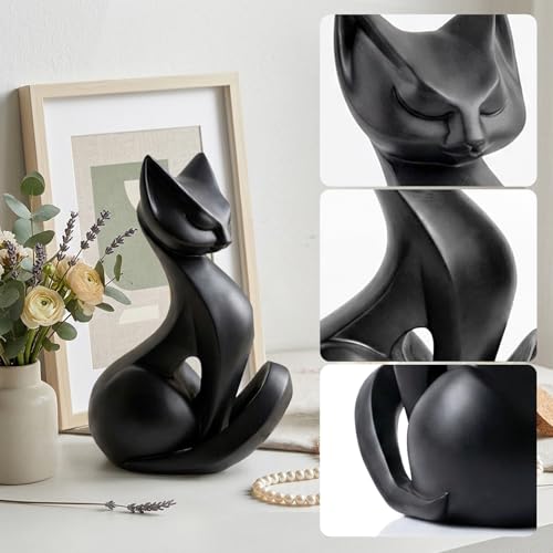 Estatua de Gato Negro de Resina para Decoración Moderna miniatura 6