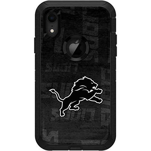 Skinit Decal Skin Compatible with OtterBox Defender iPhone XR - Officially Licensed NFL Detroit Lions Black & White Design