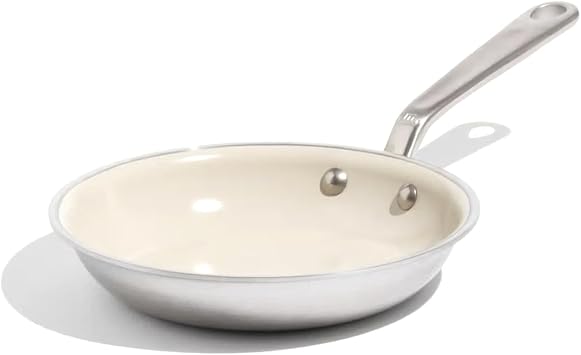 Made In Cookware - 8" CeramiClad 2.0 Non Stick Frying Pan Stainless Handle - 5-Ply Stainless Clad with Stay-Cool Handle - Professional Cookware - Crafted in Italy - Induction Compatible