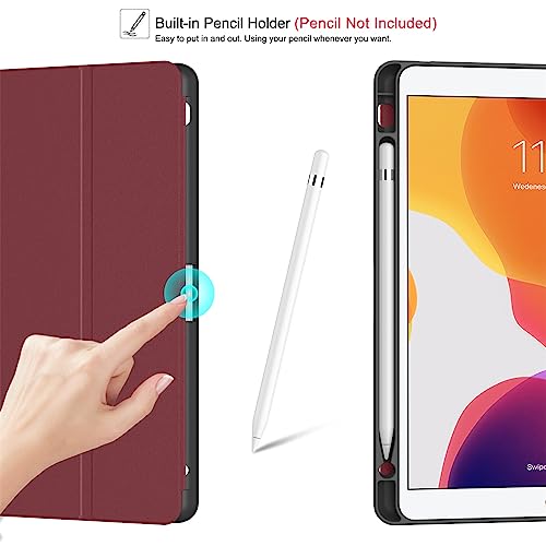 Soke Case for iPad 9th Generation 2021/8th Gen 2020/7th Gen 2019 with Pencil Holder - Premium Shockproof Case with Soft TPU Back Cover & Auto Sleep/Wake for iPad 10.2 Inch, B-Book Wine by Soke - Image 4