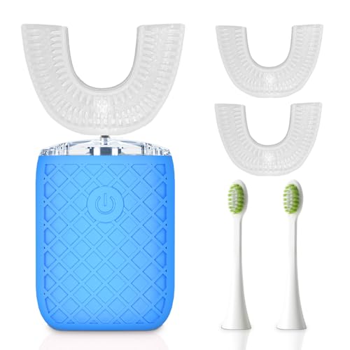 yeklike Brosse à dents électrique en forme de U pour adulte, brosse à dents de nettoyage à 360 °, brosse à dents ultrasonique pour le nettoyage des dents, sans fil rechargeable automatique pour voyage