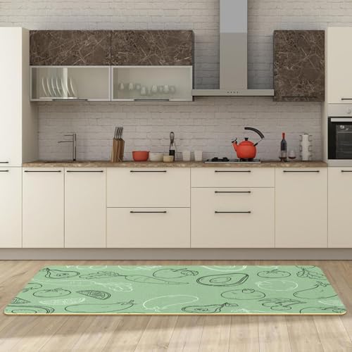 Alfombrillas de cocina antideslizantes VAPOKF verdes alfombras lavables absorbentes para hogar 6