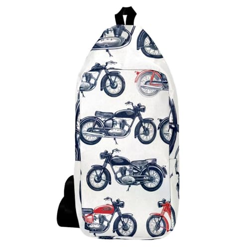 Mochila bandolera negra y roja Motors para hombre y mujer (16x36.5cm)