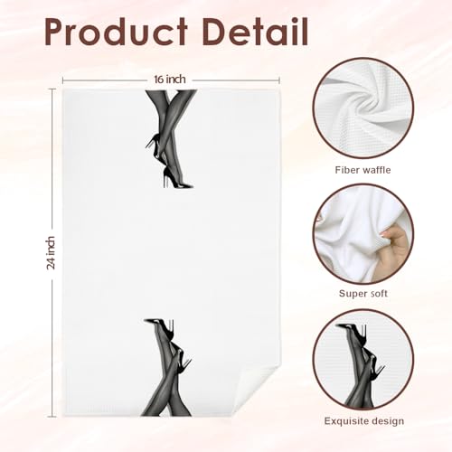 OJMFHEGEE Black and White Leopard Bathroom Hand Towels 16x24 Inch Set of 2, Girly Preppy Y2k Cheetah High-Heels Decorative Hand Towels for Vanity Power Room Dorm Apartment Washroom Restroom