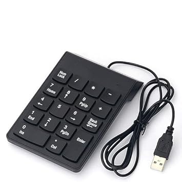 USB Wired Numeric 18 Keys Keypad Slim Mini Number Pad Keyboard for Laptop PC Notebook Desktop - Black (Black, Wired)