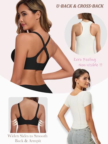 Wireless Bras for Women No Underwire Mesh Crossover Bra Seamless Full Coverage Lift Smooth T Shirt Sleep Bralettes4