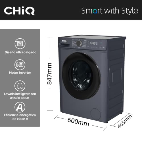 Miniatura 2 de Chiq Lavadora 7kg Cw07123863ax Carga Frontal - Clase A, Motor Inverter,Bldc 1200 Rpm, Vapor Y Lavado Rápido, 15 Programas, Diseño Compacto 60x46,5x84cm - Gris Moderno