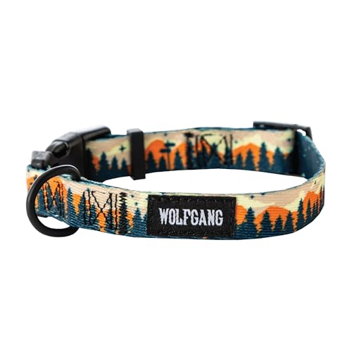 Wolfgang Heavy Duty, Adjustable Dog Collar with Quick Release Nylon Buckle for Walking & Training, Overland Print, Medium