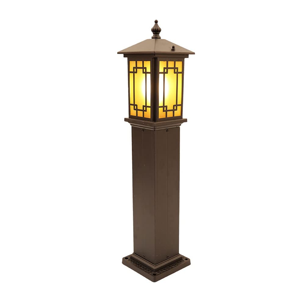 Luces de columna súper cuadradas chinas de 28,8 pulgadas Luz de calle impermeable y a prueba de lluvia para exteriores E27 Lámpara de poste de aluminio fundido a presión marrón de un solo cabe