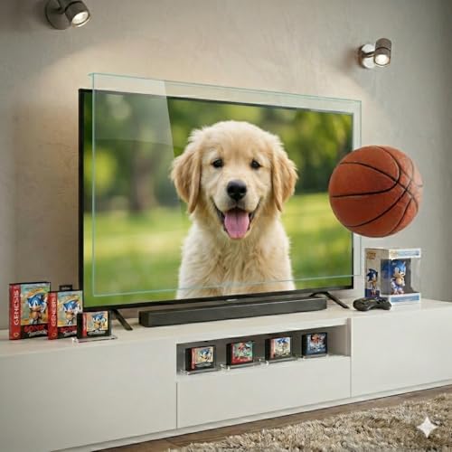 Image of OHAYO 75Inch Acrylic TV Screen Protector | Compatible with All 75 Inch LED, LCD, OLED, QLED & Smart TVs | 3mm Clear Protective Shield | Not Tempered, Not Glass | 9H Hardness | Military Strength | Scratch Resistant | Splash Resistant | Ultra HD Clarity | Easy Installation