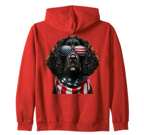 American Water Spaniel Dog 4 de julio Día de la Independencia de EE. UU Sudadera con Capucha