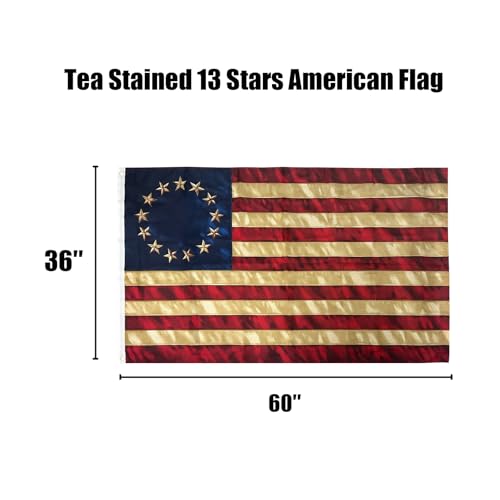 FRF Tea Stained 13 Stars American flag Betsy Ross Flags 3x5 Vintage USA 1776 Banner Outdoor Decoration with Canvas Header & 2 Brass Grommets (3D Printed Star) by FRF FUN RUN FLAGS - Image 6