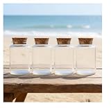 ICSTM Glass Bottles with Cork,4 Pack 2oz Empty Clear Glass Bottles Vials with Cork Stopper Storage Jars 47mm Bottle Diameter (4, IC60, Round, 60, ml/min)