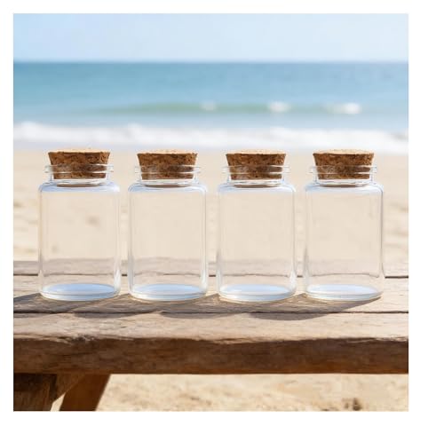 ICSTM Glass Bottles with Cork,4 Pack 2Oz Glass Vials with Corks