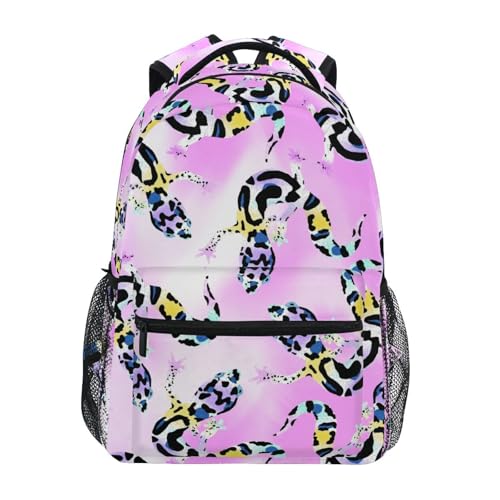 Abstract Leopard Lizard Gecko Boys Girls Kids School Backpacks Bookbag, School Bag Travel Backpack Daypack