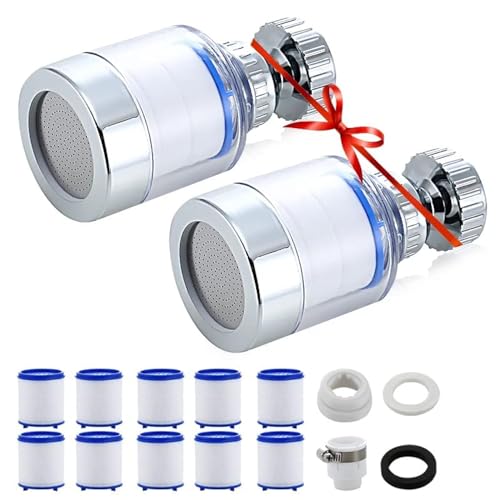 SYOSI Sink Water Filter Faucet Faucet Filter 360 Rotating FaucFilters Purifier Kitchen Tap Filtration Removes Chlorine Fluoride Heavy Metals Hard Water for Home Bathroom Kitchen (2 Pcs)