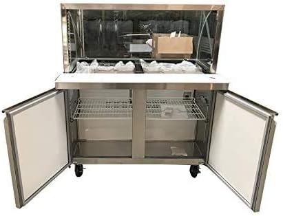 cooler depot Commercial Refrigerated Cold Table Merchandise Display 2-door 48“ 12 Station Buffet Salads Counter Stainless Steel NSF Counter -SCL48