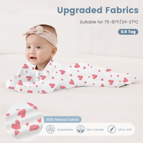 Image of ZIGJOY Swaddle Sleep Sack 6-12 Months, 1.0 Tog Cotton Baby Swaddle Blanket