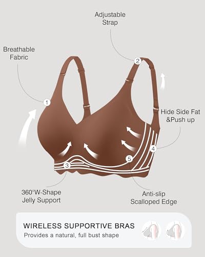Image of Womens Wireless Jelly Bras No Underwire Support Push Up Removable Straps (U /Cross /Halter) Everyday Sports Bra