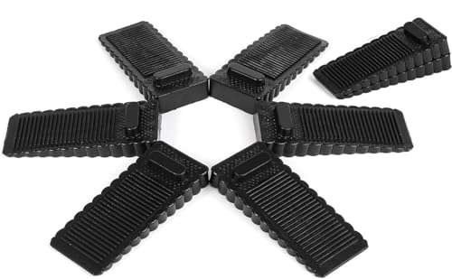 DasWas 6 Topes de Goma Antideslizantes para Puertas | Sujeta Puertas Suelo de Silicona para Todos los Pisos | Cuña de Puerta Apilable para Arreglar las Puertas en el Hogar y la Oficina | Negro