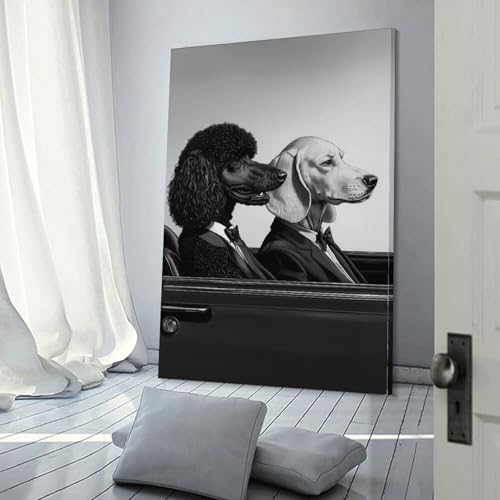 Toile Pop Art Pulp Fiction Chiens 30x45 cm - Tableau Mural Prêt à Accrocher pour Salon