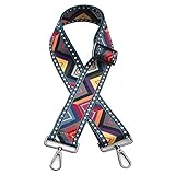 Kiwochy Bunt Taschengurt Schulterriemen Schwarz Metall Handtaschen Gurt Bunter Schultergurt Breiter Tragegurt Schultergurt für Leinwand Strap Umhängetasche 1,5