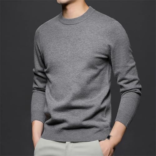 Men's Thick Wool Sweater Crew Neck Pullover Warm Casual Jumper Winter Middle-Aged and Youth Top3