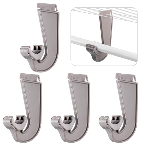 Wonderjune 4 Pcs closet rod hooks Plastic Snap-in Support Brackets