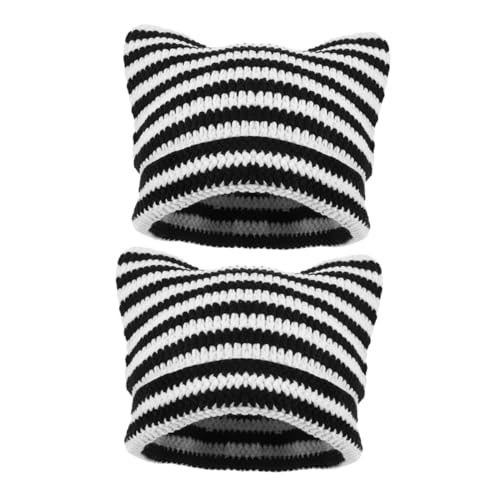 Bonnet chat mignon à rayures tricoté main VANZACK pour femme