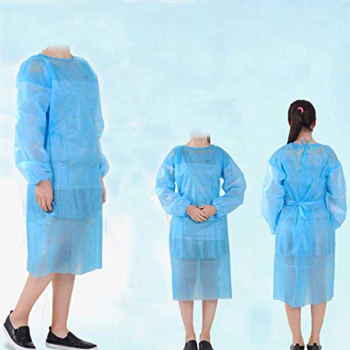 Acidea 10pcs Azul Desechable Aislamiento Vestido de Aislamiento Protector Ropa Impermeable Delantal Desechable Cover